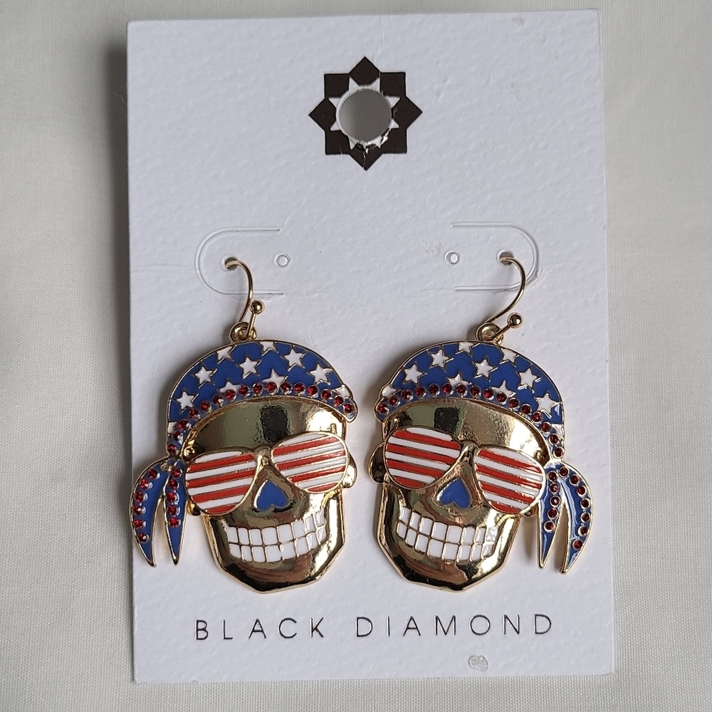 SALE! Black Diamond Skull Earrings